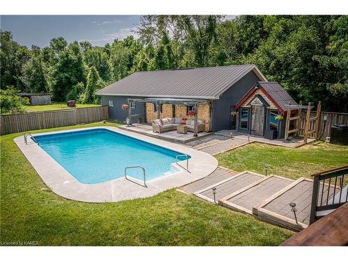 4422 Highway 15, Kingston, ON - Outdoor With In Ground Pool With Deck Patio Veranda With Backyard