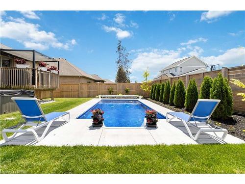 160 Oak Street, Simcoe, ON - Outdoor With In Ground Pool With Deck Patio Veranda With Backyard