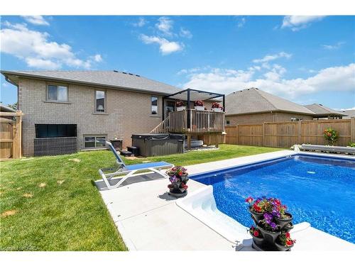 160 Oak Street, Simcoe, ON - Outdoor With In Ground Pool With Deck Patio Veranda With Backyard