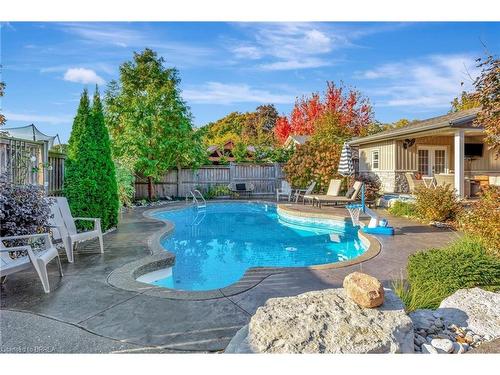 21 Franklin Street, Brantford, ON - Outdoor With In Ground Pool With Deck Patio Veranda With Backyard