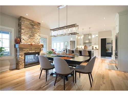 523 Blue Lake Road, St. George, ON - Indoor Photo Showing Dining Room With Fireplace