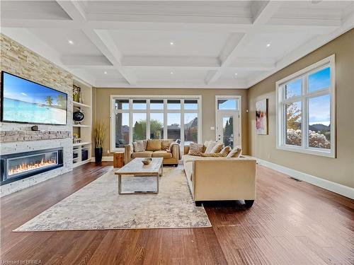 21 Westlake Boulevard, Brantford, ON - Indoor Photo Showing Living Room With Fireplace