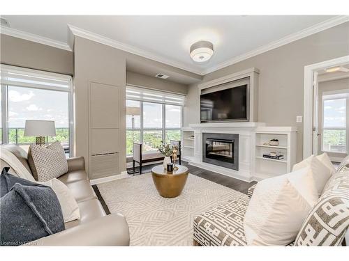 1802-160 Macdonell Street, Guelph, ON - Indoor Photo Showing Living Room With Fireplace