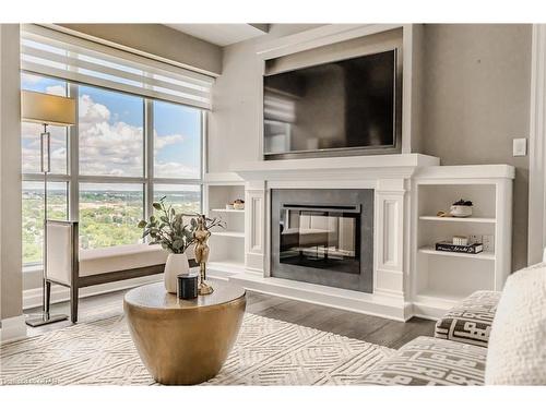 1802-160 Macdonell Street, Guelph, ON - Indoor Photo Showing Living Room With Fireplace