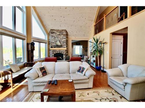 211 Eagle Road, Northern Bruce Peninsula, ON - Indoor Photo Showing Living Room With Fireplace