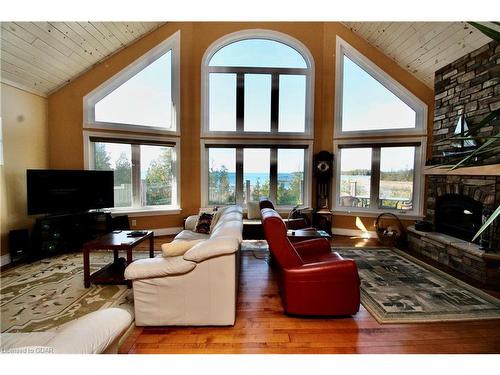 211 Eagle Road, Northern Bruce Peninsula, ON - Indoor Photo Showing Living Room With Fireplace