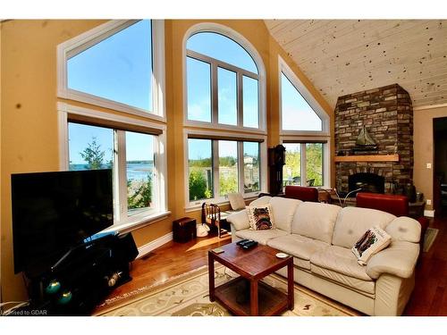 211 Eagle Road, Northern Bruce Peninsula, ON - Indoor Photo Showing Living Room With Fireplace