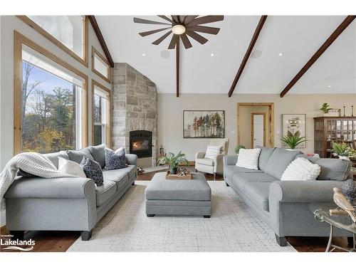 1104 Deerfly Drive, Gravenhurst, ON - Indoor Photo Showing Living Room With Fireplace