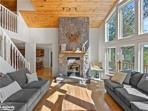 1397 Port Cunnington Road, Dwight, ON - Indoor Photo Showing Living Room With Fireplace