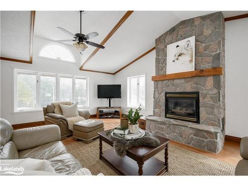 359 Brunel Road, Huntsville, ON - Indoor Photo Showing Living Room With Fireplace