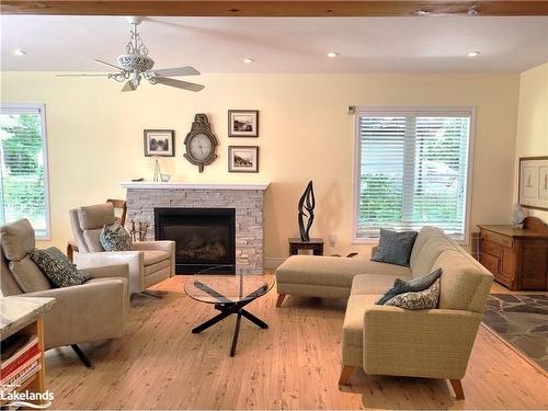 36 Rosemary Road, Tiny, ON - Indoor Photo Showing Living Room With Fireplace