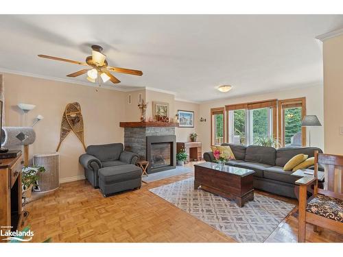 1033 Whites Road, Port Carling, ON - Indoor Photo Showing Living Room With Fireplace