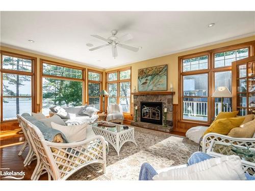 1087 Torpitt Road, Severn Bridge, ON - Indoor Photo Showing Living Room With Fireplace