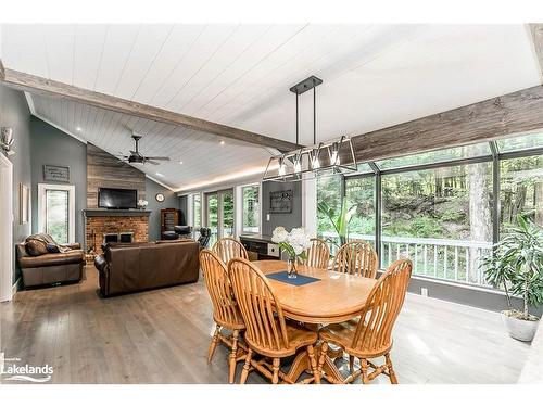 1030 Ziska Road, Bracebridge, ON - Indoor Photo Showing Dining Room With Fireplace