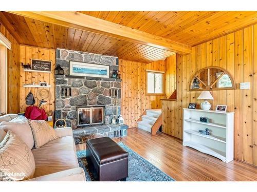 13080 Hemlock Island, Haliburton, ON - Indoor Photo Showing Living Room With Fireplace