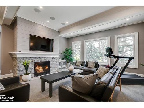 114 Claren Crescent, Huntsville, ON - Indoor Photo Showing Living Room With Fireplace