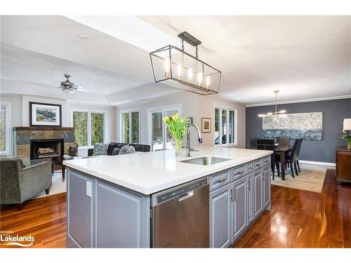 110 Scotts Court, The Blue Mountains, ON - Indoor Photo Showing Kitchen With Fireplace