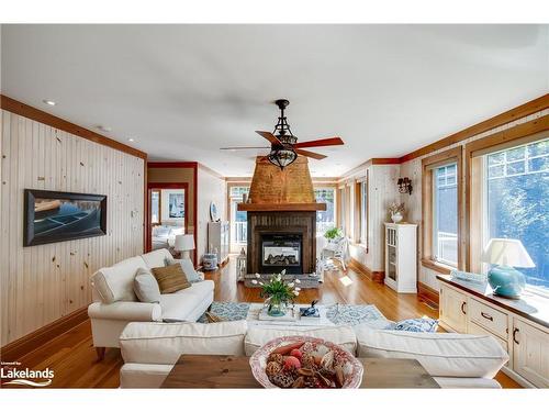 42 Menominee Lake Road, Huntsville, ON - Indoor Photo Showing Living Room With Fireplace