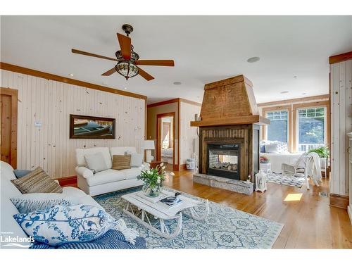 42 Menominee Lake Road, Huntsville, ON - Indoor Photo Showing Living Room With Fireplace