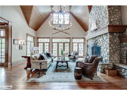 1902 Foxpoint Road, Dwight, ON - Indoor Photo Showing Living Room With Fireplace