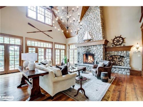 1902 Foxpoint Road, Dwight, ON - Indoor Photo Showing Living Room With Fireplace