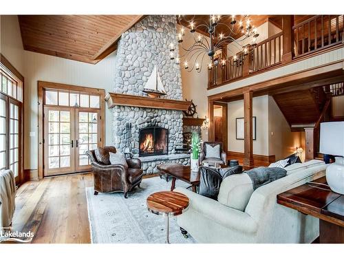 1902 Foxpoint Road, Dwight, ON - Indoor Photo Showing Living Room With Fireplace