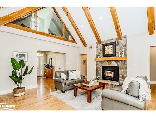 1259 Golf Course Road, Huntsville, ON - Indoor Photo Showing Living Room With Fireplace