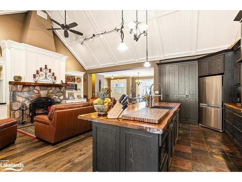 9319 County Rd 503, Gooderham, ON - Indoor Photo Showing Kitchen With Fireplace