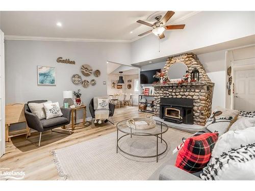 1071 Lawson Road, Tiny, ON - Indoor Photo Showing Living Room With Fireplace