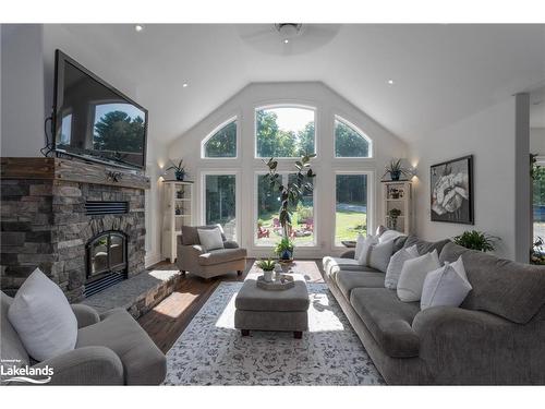 1477 Foreman Road, Port Carling, ON - Indoor Photo Showing Living Room With Fireplace