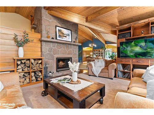 4467 & 4475 Kawagama Lake Road, Dorset, ON - Indoor Photo Showing Living Room With Fireplace