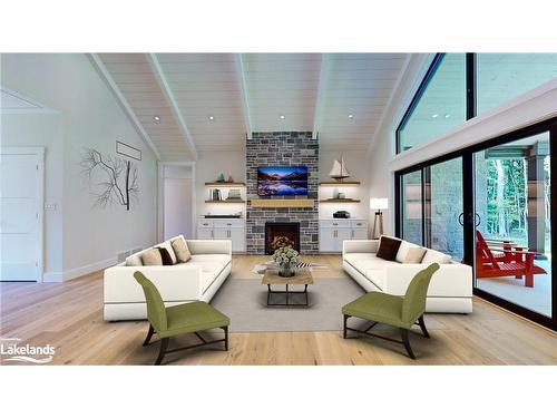 306 Balmy Beach Road, Georgian Bluffs, ON - Indoor Photo Showing Living Room With Fireplace