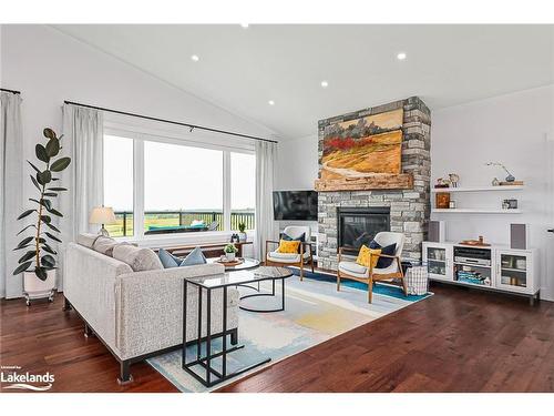 638508 St Vincent-Sydenham Townline, Sydenham, ON - Indoor Photo Showing Living Room With Fireplace