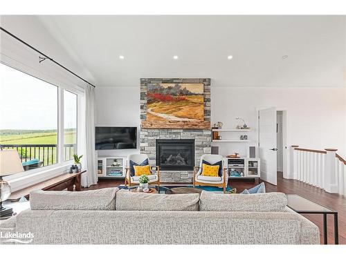 638508 St Vincent-Sydenham Townline, Sydenham, ON - Indoor Photo Showing Living Room With Fireplace