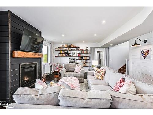 638508 St Vincent-Sydenham Townline, Sydenham, ON - Indoor Photo Showing Living Room With Fireplace