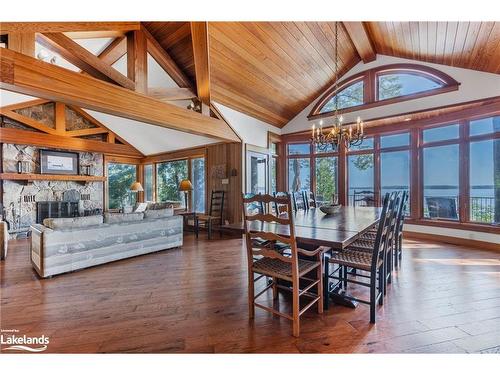 1335 Narrows Road N, Gravenhurst, ON - Indoor Photo Showing Dining Room With Fireplace