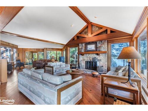 1335 Narrows Road N, Gravenhurst, ON - Indoor Photo Showing Living Room With Fireplace