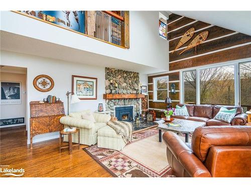 635017 Pretty River Road, The Blue Mountains, ON - Indoor Photo Showing Living Room With Fireplace