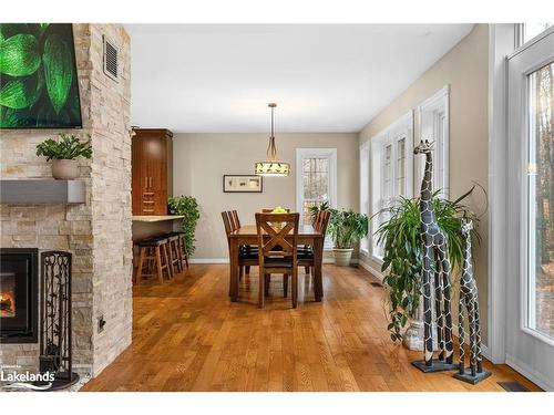 563 Ski Hill Road, Nipissing, ON - Indoor Photo Showing Dining Room With Fireplace