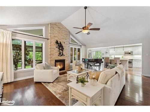 33 South Harbour Drive, Bobcaygeon, ON - Indoor Photo Showing Living Room With Fireplace