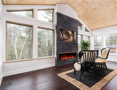 613 Long Lake Road, Novar, ON - Indoor With Fireplace