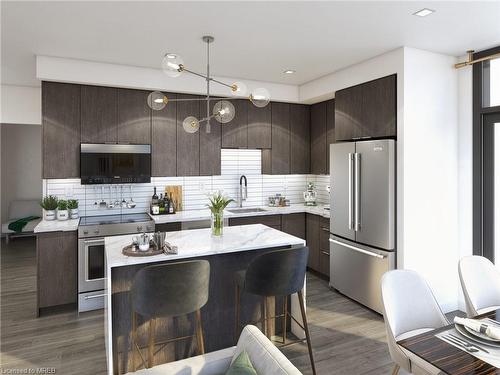 605-401 Shellard Lane, Brantford, ON - Indoor Photo Showing Kitchen With Stainless Steel Kitchen With Upgraded Kitchen