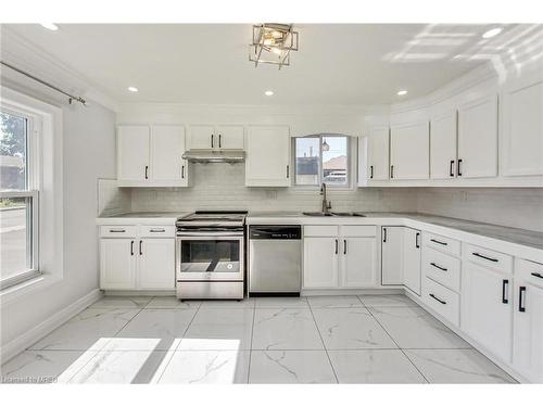 763 Tate Avenue, Hamilton, ON - Indoor Photo Showing Kitchen With Double Sink