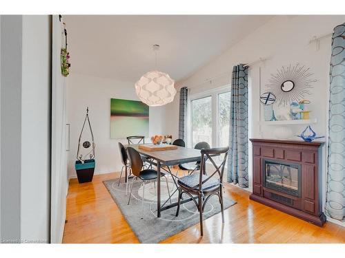 112 Buckingham Drive, Hamilton, ON - Indoor Photo Showing Dining Room With Fireplace