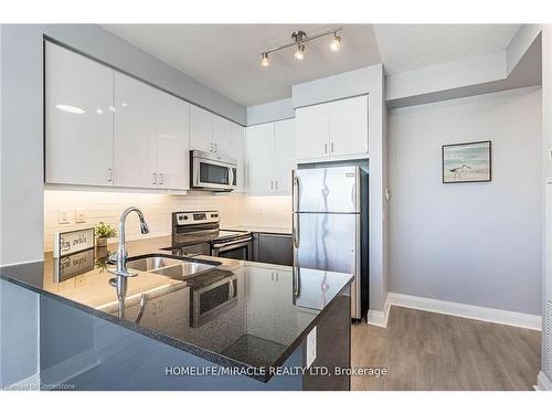 1008-1185 The Queensway, Toronto, ON - Indoor Photo Showing Kitchen With Double Sink With Upgraded Kitchen