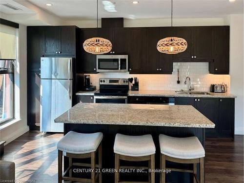 417-118 King Street E, Hamilton, ON - Indoor Photo Showing Kitchen With Double Sink With Upgraded Kitchen