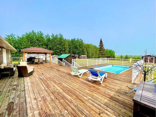 83 Blais Dr, Lac La Biche, AB - Outdoor With Above Ground Pool With Deck Patio Veranda