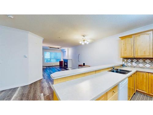 203-10101 Morrison Street, Fort Mcmurray, AB - Indoor Photo Showing Kitchen With Double Sink