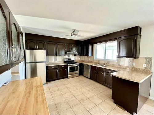 9119 95 Avenue, Lac La Biche, AB - Indoor Photo Showing Kitchen With Stainless Steel Kitchen With Double Sink