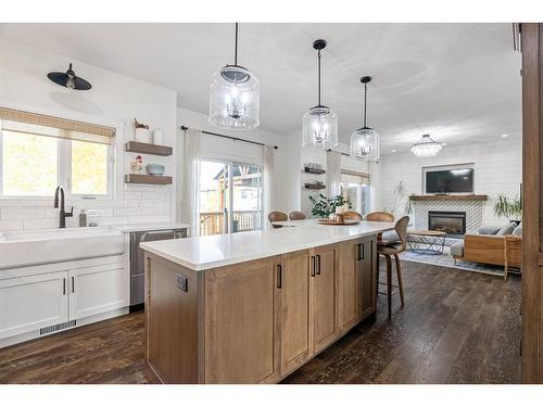 167 Peterson Lane, Fort Mcmurray, AB - Indoor Photo Showing Kitchen With Fireplace With Upgraded Kitchen